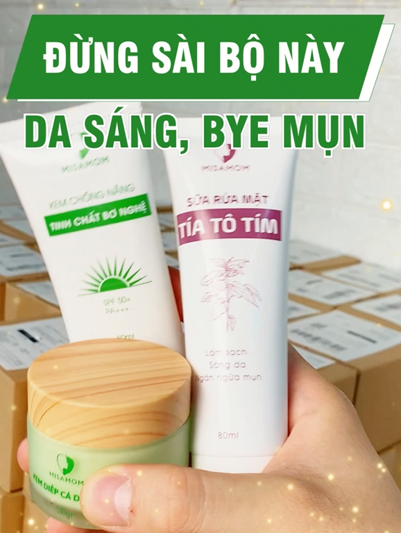 Bộ 3 Chăm Sóc Da Toàn Diện | Kem Diếp Cá, Kem Chống Nắng, Sữa Rửa Mặt